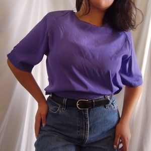 Vintage | Minimalist Solid Color Short Sleeve Blouse Top